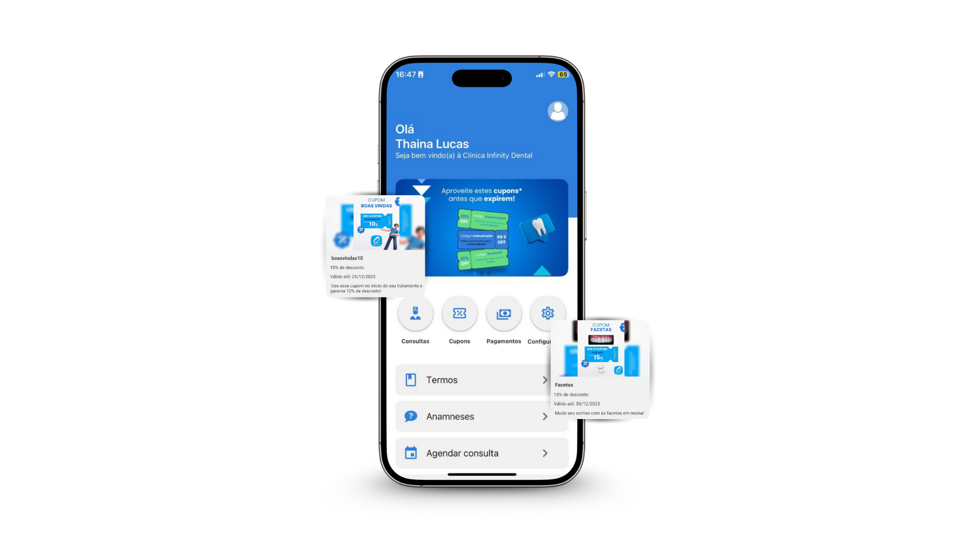 Paciente usando app para agendamento